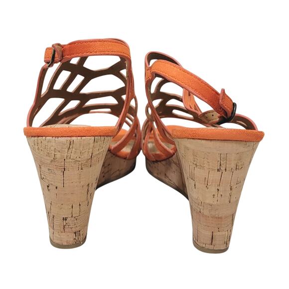 White Mountain Women Flaming Slingback Cork Wedge Sandals Size US 10M Orange - Picture 4 of 6